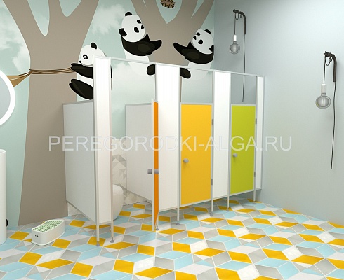 Изображение Детские cантехнические туалетные перегородки 3 кабины (каркас профиль) 